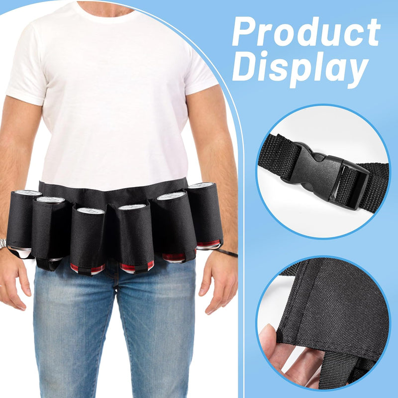 Charger l’image dans la visionneuse de galerie, Porte-boissons réglable pour 6 canettes en tissu Oxford résistant avec ceinture réglable de 75 à 115 cm – porte-canettes – accessoires de festival
