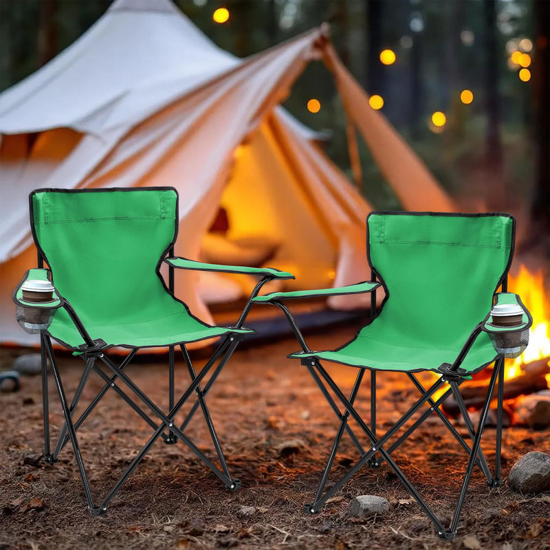 Laden Sie das Bild in Galerie -Viewer, Campingstoelen Opvouwbaar 2 Stuks met Bekerhouder tot 100 kg – Vouwstoel – Kampeerstoel
