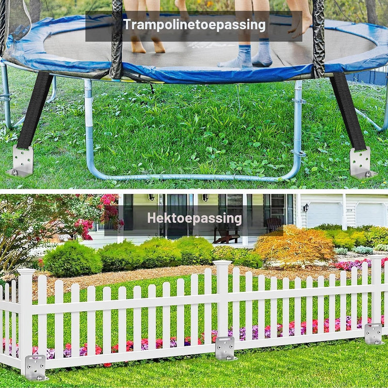 Laden Sie das Bild in Galerie -Viewer, Grondankers 6 stuks 60 cm heavy duty met L-beugels en booradapter – trampoline ankers – stormankers
