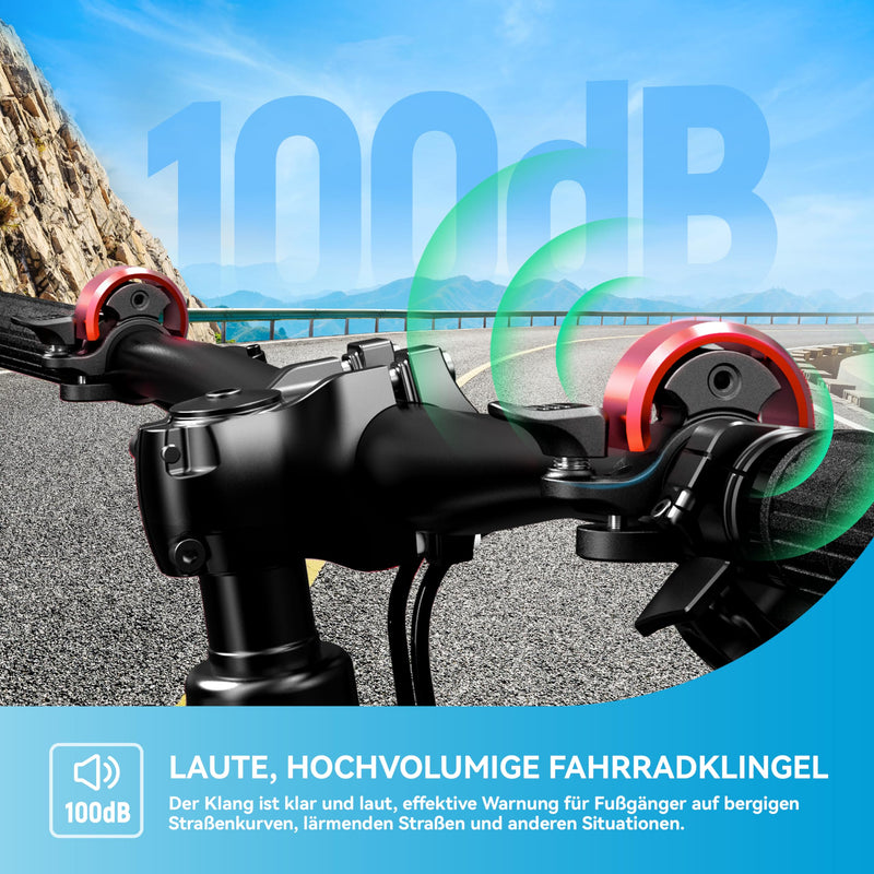 Load image into Gallery viewer, Fietsklingel voor stuur 19-25,4 mm luid en waterbestendig blauw – fietsbel – fietsklingel
