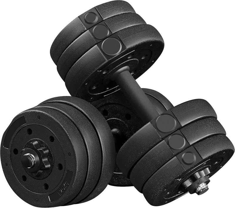 Laad afbeelding in Galerijviewer, Yaheetech Halterset, 20 kg, korte halters, gietijzeren halters met stersluitingen, fitness, gymnastiek, halters voor krachttraining
