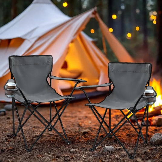 Campingstoelen Opvouwbaar 2 Stuks met Bekerhouder tot 100 kg – Vouwstoel – Kampeerstoel