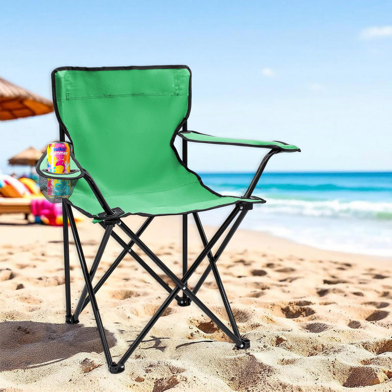 Laden Sie das Bild in Galerie -Viewer, Campingstoelen Opvouwbaar 2 Stuks met Bekerhouder tot 100 kg – Vouwstoel – Kampeerstoel
