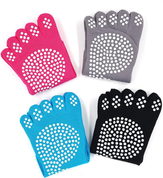 Dames Yoga Sokken Antislip Sportsokken Met Rubberen Zolen, Dames Teen Sokken Voor Pilates Yoga Dans Gym Vechtsporten, 4 paar