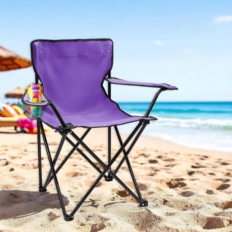 Laden Sie das Bild in Galerie -Viewer, Campingstoelen Opvouwbaar 2 Stuks met Bekerhouder tot 100 kg – Vouwstoel – Kampeerstoel

