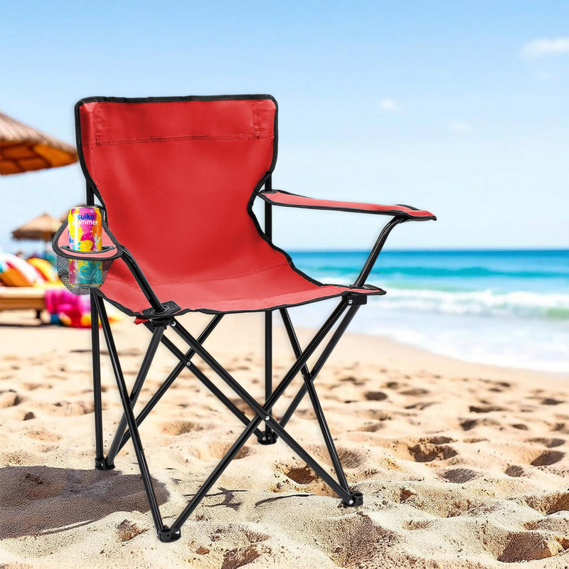 Laden Sie das Bild in Galerie -Viewer, Campingstoelen Opvouwbaar 2 Stuks met Bekerhouder tot 100 kg – Vouwstoel – Kampeerstoel
