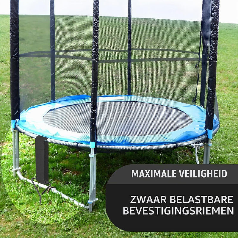 Załaduj obraz do przeglądarki galerii, Grondankers 4 stuks 37 cm met spanbanden van 3 meter – trampoline ankers – stormankers
