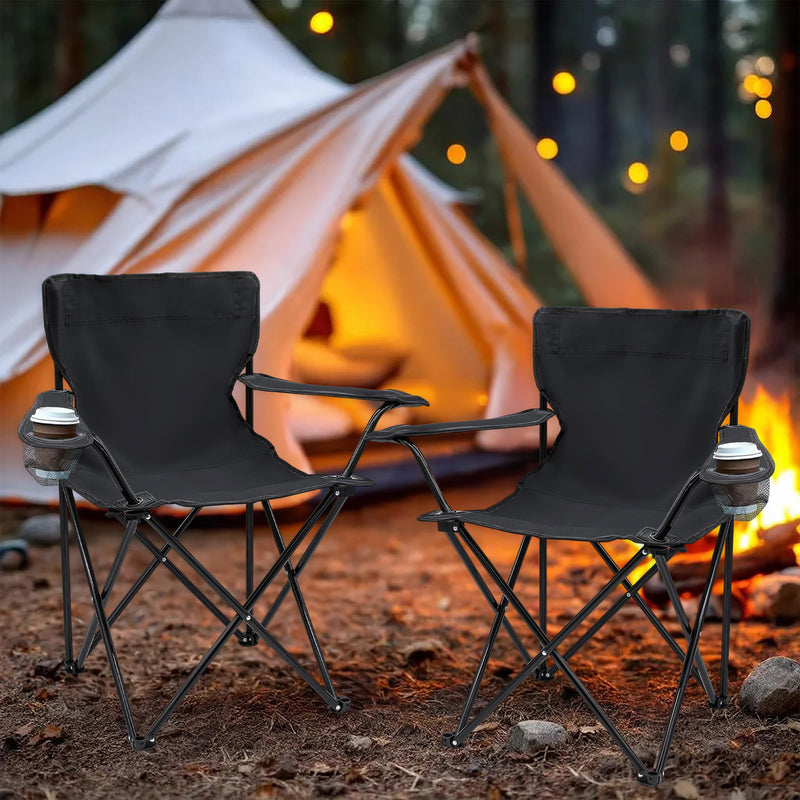 Laden Sie das Bild in Galerie -Viewer, Campingstoelen Opvouwbaar 2 Stuks met Bekerhouder tot 100 kg – Vouwstoel – Kampeerstoel
