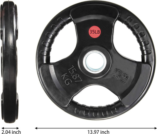 BalanceFrom Rubber Coated Cast Iron Plate Weight Plate for Strength Training and Weightlifting, Olympic or Standard