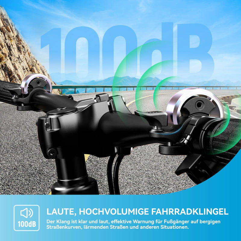 Load image into Gallery viewer, Fietsklingel voor stuur 19-25,4 mm luid en waterbestendig blauw – fietsbel – fietsklingel
