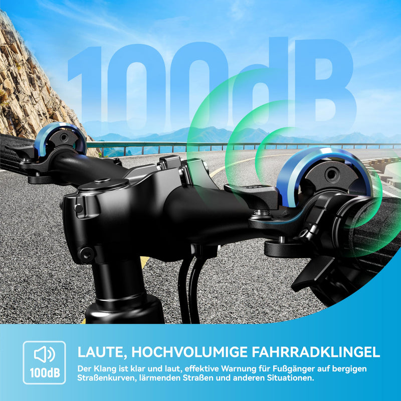 Load image into Gallery viewer, Fietsklingel voor stuur 19-25,4 mm luid en waterbestendig blauw – fietsbel – fietsklingel
