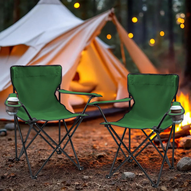 Laden Sie das Bild in Galerie -Viewer, Campingstoelen Opvouwbaar 2 Stuks met Bekerhouder tot 100 kg – Vouwstoel – Kampeerstoel
