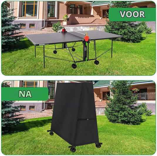 Housse de protection pour table de tennis de table 160 x 70 x 165 cm en Oxford 420D avec fermeture éclair et boucles – housse de ping-pong – protection de table
