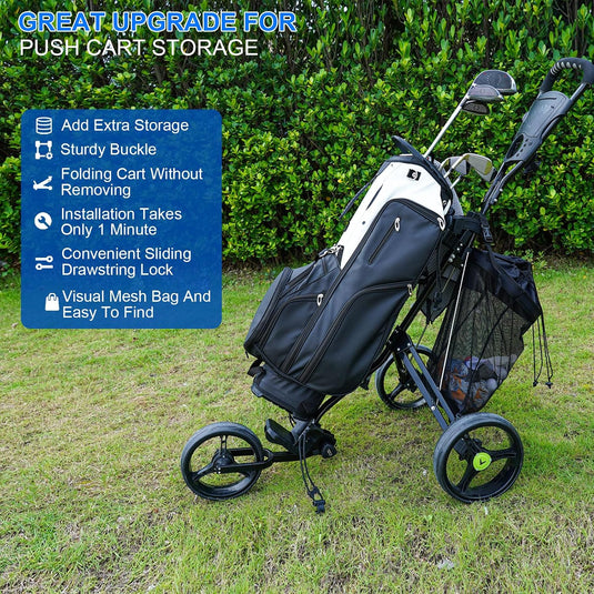 Golfkar opbergtas van stevig polyester met gaas en verstelbare bevestigingsriemen – golfkar organizer – golfopslag