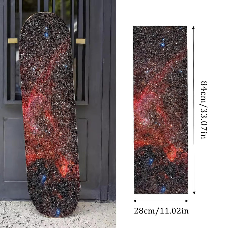 Laden Sie das Bild in Galerie -Viewer, Skateboard griptape 84 x 28 cm antislip met melkwegprint – longboard grip tape – skateboard accessoires
