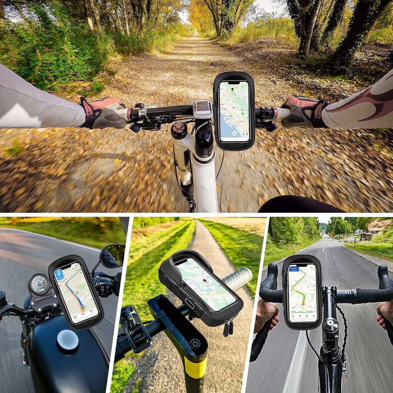 Laad afbeelding in Galerijviewer, Vitalismo Fiets Telefoonhouder Waterdicht Fietsstuurtas - Fietshouder Smartphone Touchscreen Fietstelefoonhouder Stuurtas Fietstas Stuur 360° Rotatie Regenhoes Opslagruimte voor Telefoon tot 7 inch
