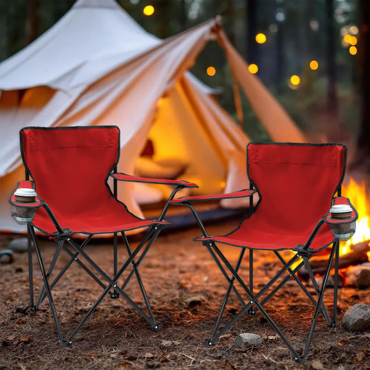 Campingstoelen Opvouwbaar 2 Stuks met Bekerhouder tot 100 kg – Vouwstoel – Kampeerstoel