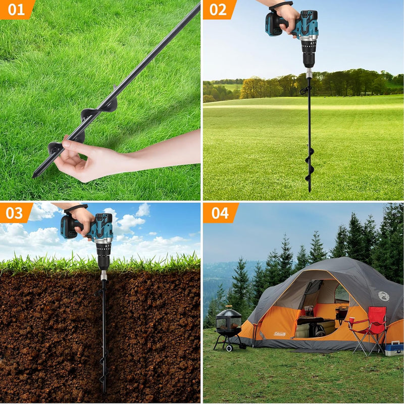 Załaduj obraz do przeglądarki galerii, Grondankers 4 stuks 40 cm met booradapter – trampoline ankers – stormankers
