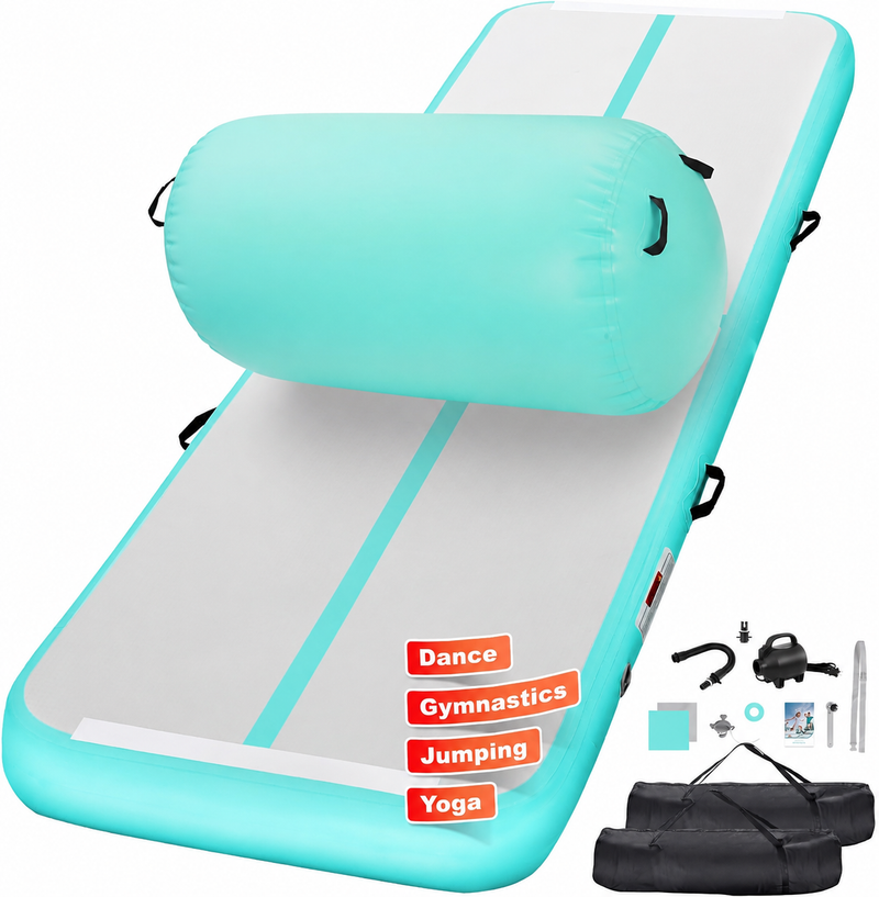Chargez l'image dans la visionneuse de la galerie, Opblaasbare turnmat 3 m met air roller – 10 cm dik – gymnastiekmat met elektrische pomp voor tumbling en cheerleading
