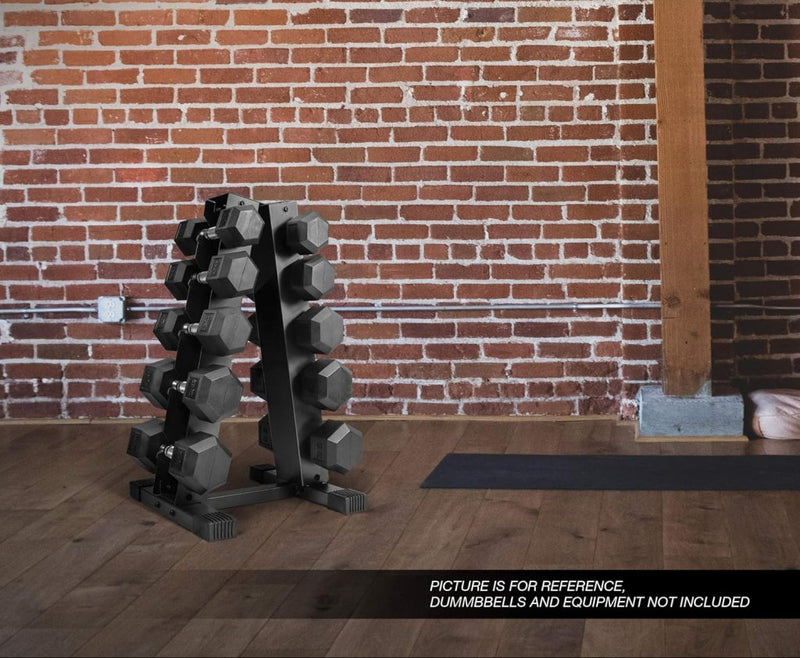 Laad afbeelding in Galerijviewer, A-frame halterrek zwart voor 5 paar dumbbells - happygetfit.com
