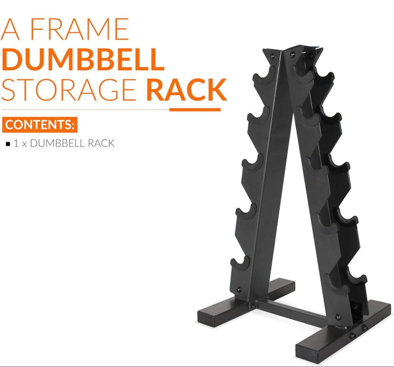 Laad afbeelding in Galerijviewer, A-frame halterrek zwart voor 5 paar dumbbells - happygetfit.com
