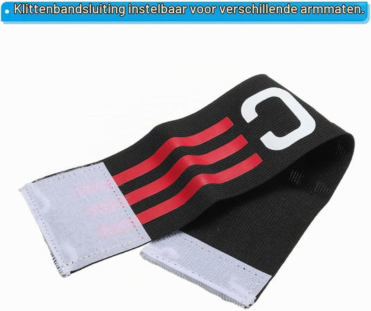 Aanvoerdersband verstelbaar zwart-rozerood – elastische captain armband – voetbal accessoires - happygetfit.com