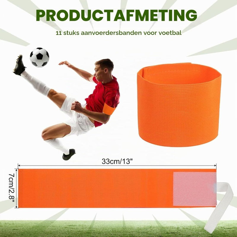 Laad afbeelding in Galerijviewer, Aanvoerdersbanden 11 stuks verstelbaar 33 x 7 cm – captain armbanden – voetbal accessoires - happygetfit.com
