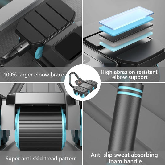 Ab roller met 6 wielen automatische rebound en display tot 150 kg – buikspiertrainer – ab wheel - happygetfit.com