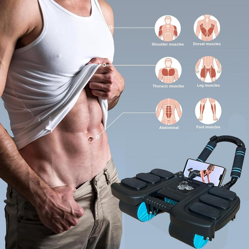 Załaduj obraz do przeglądarki galerii, Ab roller met automatische rebound 4 wielen en elleboogsteun – buikspiertrainer – ab wheel - happygetfit.com
