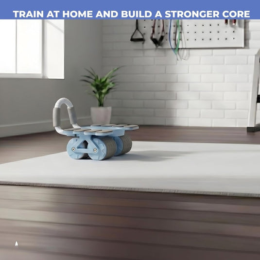 Ab roller met automatische rebound elleboogsteun en telefoonhouder – buikspiertrainer – ab wheel - happygetfit.com