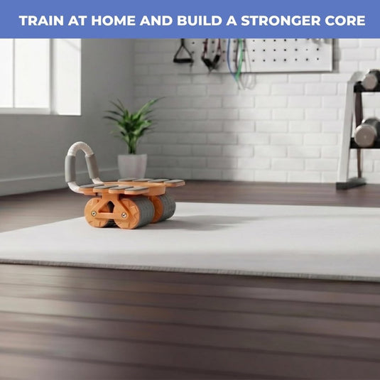Ab roller met automatische rebound elleboogsteun en telefoonhouder – buikspiertrainer – ab wheel - happygetfit.com