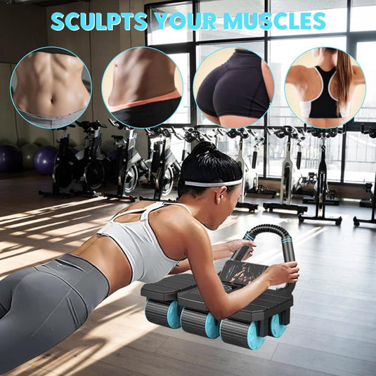 Ab roller met automatische rebound en gevoerde elleboogsteun tot 150 kg – buikspiertrainer – ab wheel - happygetfit.com