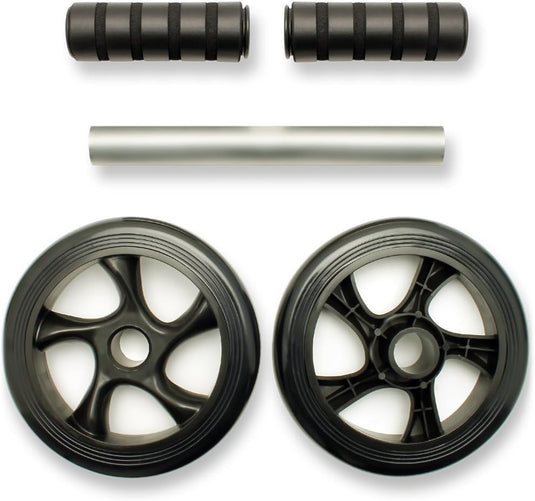 Ab roller met dubbele wielen en kniemat tot 150 kg – buikspiertrainer – ab wheel - happygetfit.com