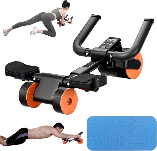 Ab roller met elleboogsteun automatische rebound en timer – buikspiertrainer – ab wheel - happygetfit.com