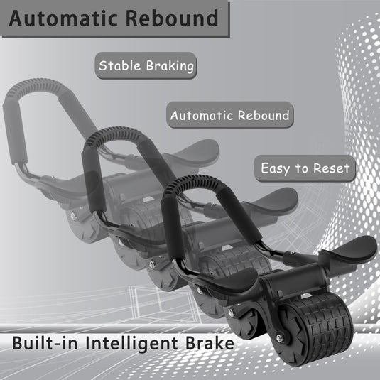 Ab roller met elleboogsteun automatische terugslag en dubbele wielen – buikspiertrainer – ab wheel - happygetfit.com