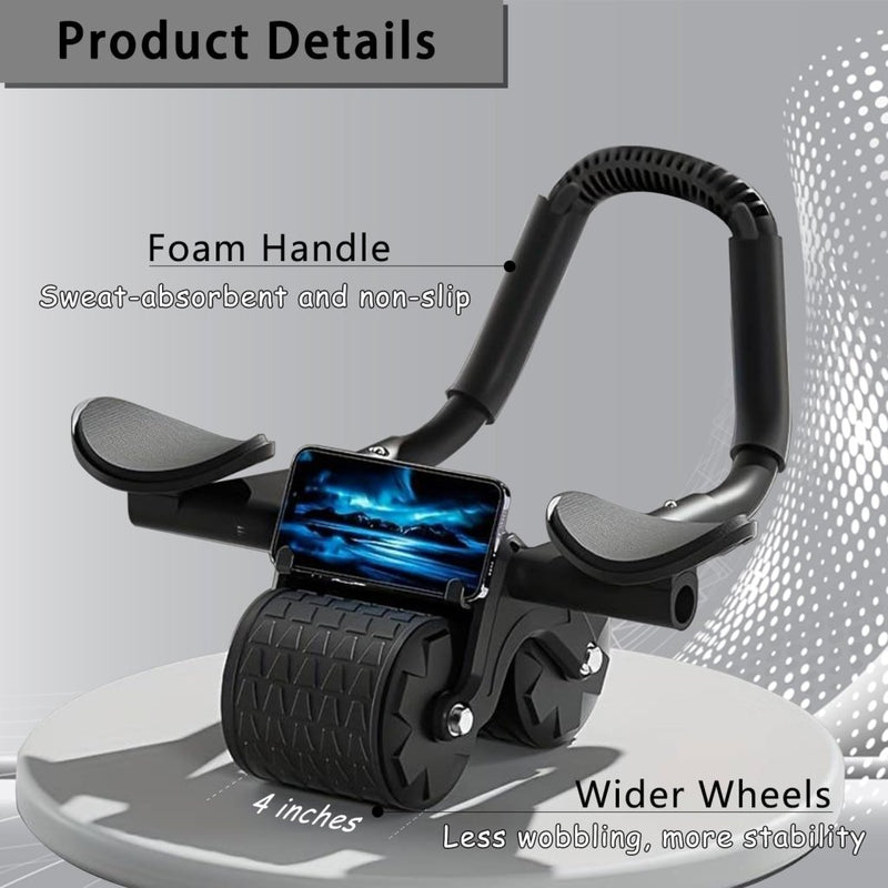 Załaduj obraz do przeglądarki galerii, Ab roller met elleboogsteun automatische terugslag en dubbele wielen – buikspiertrainer – ab wheel - happygetfit.com

