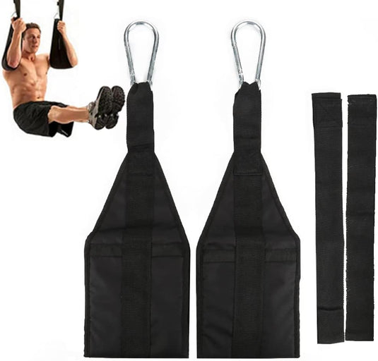 Ab straps voor optrekstang met gevoerde armlussen en karabijnhaken tot 150 kg – buikspiertrainer – core straps - happygetfit.com