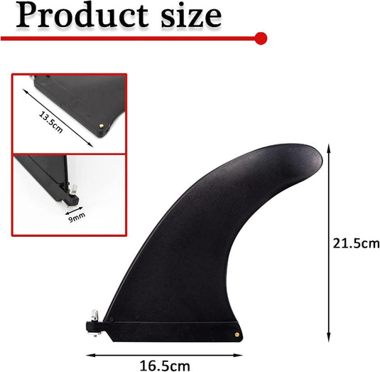 Afneembare SUP middenvin 21,5 x 16,5 cm met schroef zwart – surfboard vin – paddleboard accessoires - happygetfit.com