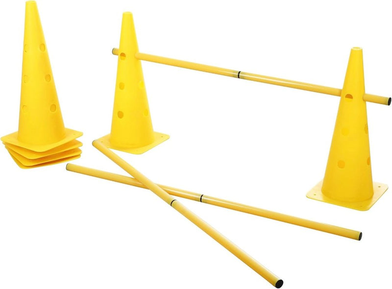 Załaduj obraz do przeglądarki galerii, Agility horden set met 6 pylonen en 3 verstelbare stangen geel – hondentraining – behendigheidsset - happygetfit.com
