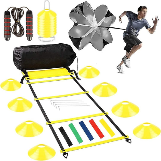 Agility voetbaltrainingsset met ladder 8 meter - happygetfit.com