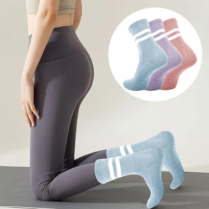 Chargez l'image dans la visionneuse de la galerie, Antislip pilatessokken dames set van 3 paar - happygetfit.com

