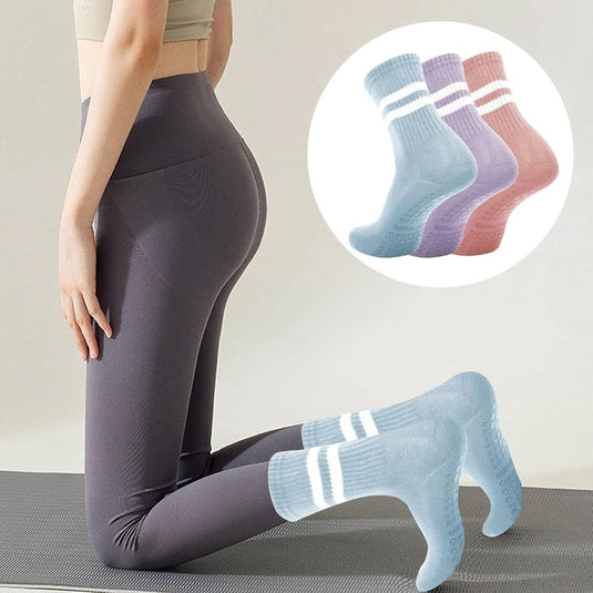 Antislip pilatessokken dames set van 3 paar - happygetfit.com
