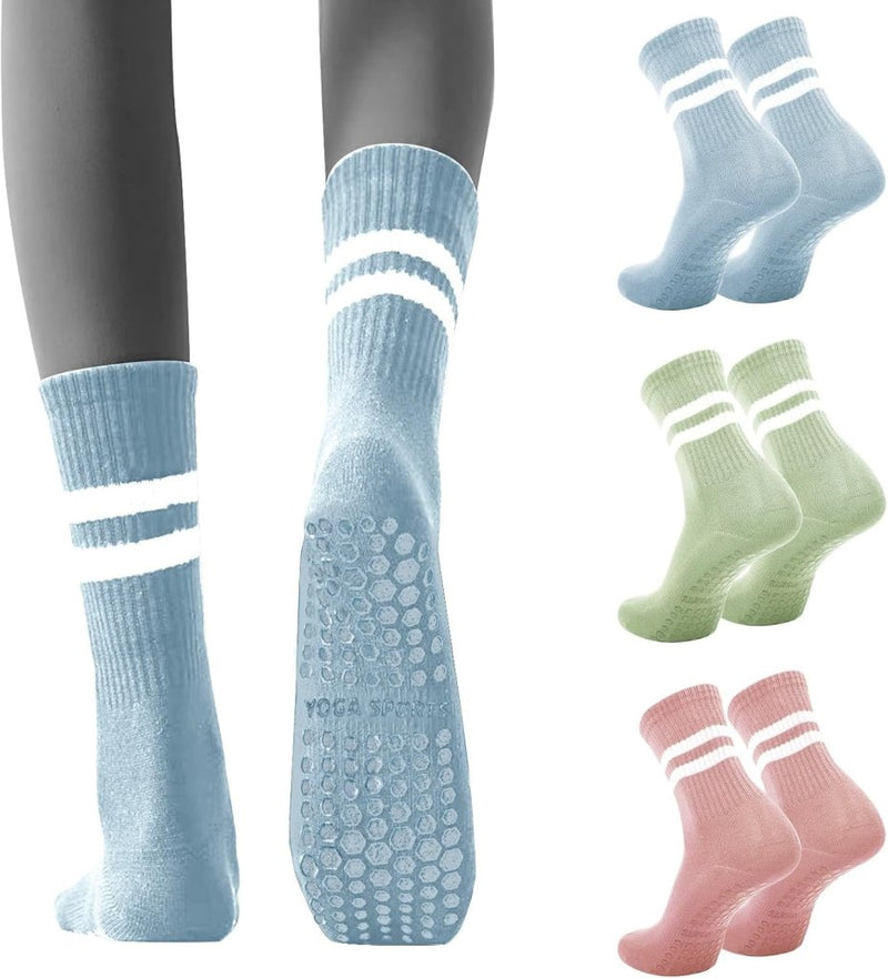 Chargez l'image dans la visionneuse de la galerie, Antislip pilatessokken dames set van 3 paar - happygetfit.com
