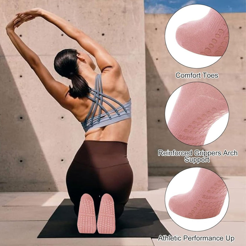 Chargez l'image dans la visionneuse de la galerie, Antislip pilatessokken dames set van 3 paar - happygetfit.com
