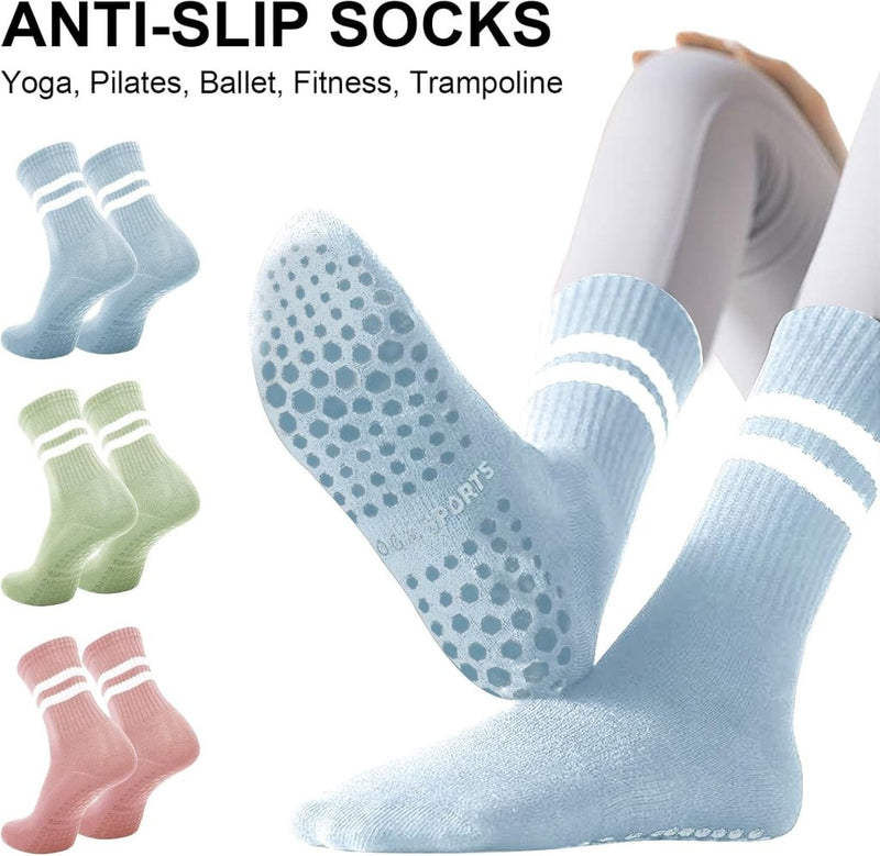 Chargez l'image dans la visionneuse de la galerie, Antislip pilatessokken dames set van 3 paar - happygetfit.com

