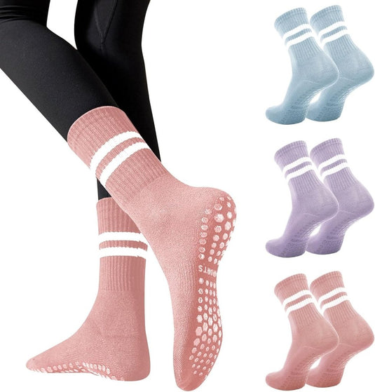 Antislip pilatessokken dames set van 3 paar - happygetfit.com