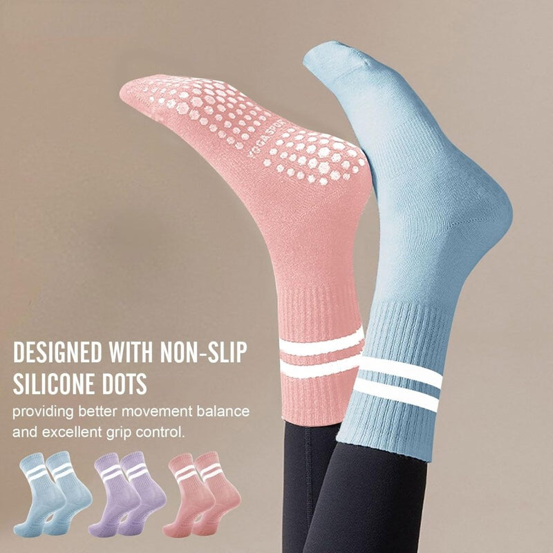 Chargez l'image dans la visionneuse de la galerie, Antislip pilatessokken dames set van 3 paar - happygetfit.com
