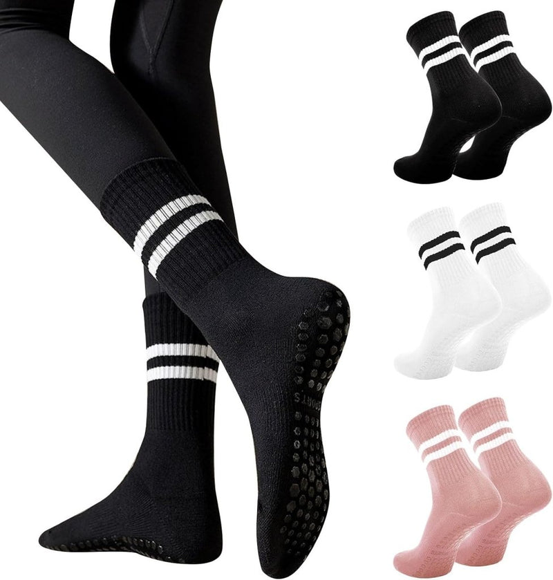 Chargez l'image dans la visionneuse de la galerie, Antislip pilatessokken dames set van 3 paar - happygetfit.com
