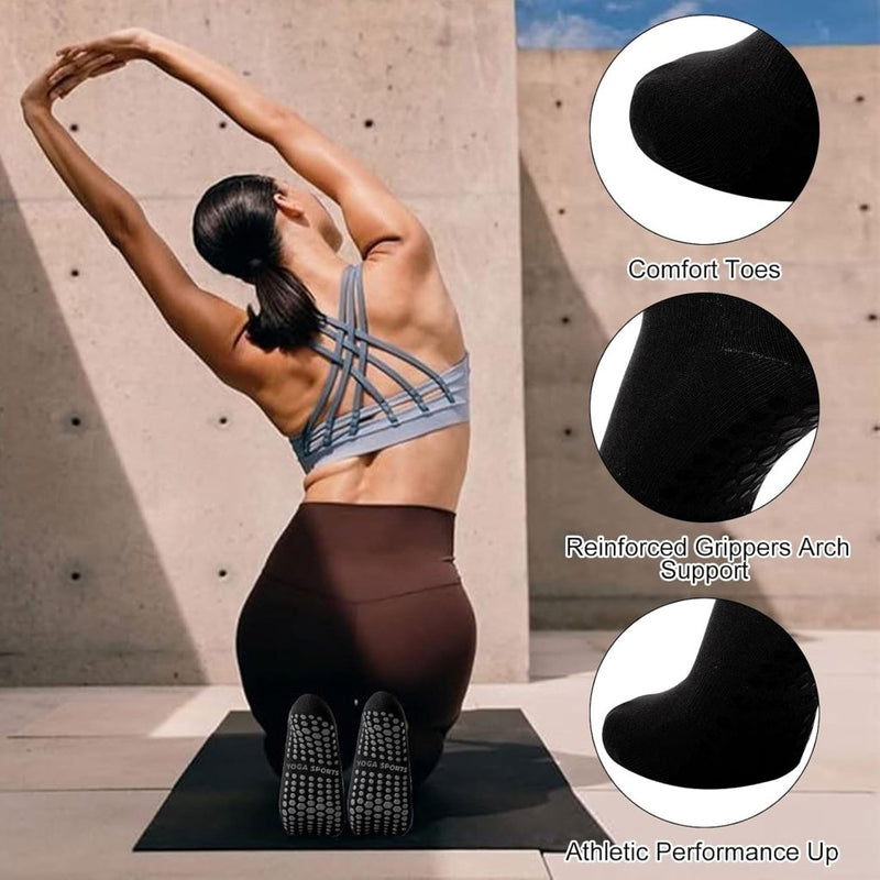 Chargez l'image dans la visionneuse de la galerie, Antislip pilatessokken dames set van 3 paar - happygetfit.com
