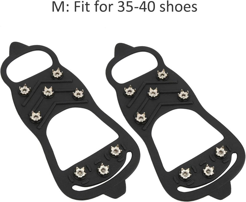 Charger l’image dans la visionneuse de galerie, Antislip schoenspikes maat M 35-40 met 8 roestvrijstalen punten voor sneeuw en ijs – ijzerglijders – wandelaccessoires - happygetfit.com

